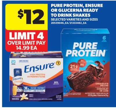 PURE PROTEIN, ENSURE OR GLUCERNA READY TO DRINK SHAKES