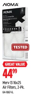 Merv 13 16x25 Air Filters, 2-Pk.