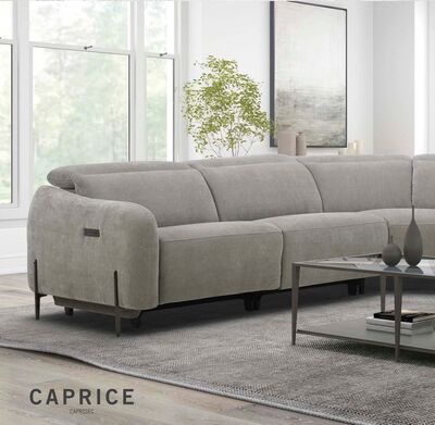 Caprice 5-Piece Power Reclining Sectional with Power Headrests - Truffle