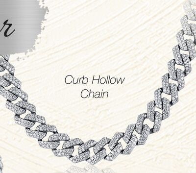 Sterling Silver Cubic Zirconia 20" Set Curb Chain