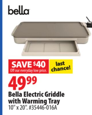 Bella Electric Griddle with Warming Tray