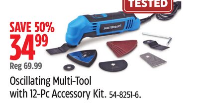Mastercraft Oscillating Multi-Tool with 12-Pc Accessory Kit