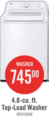 LG 4.8 Cu. Ft. Top-Load High-Efficiency Washer - White - WT6105CW