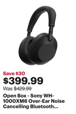 Open Box - Sony WH-1000XM6 Over-Ear Noise Cancelling Bluetooth Headphones - Black