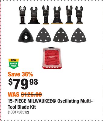 15-PIECE MILWAUKEE® Oscillating Multi-Tool Blade Kit