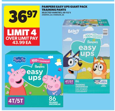 PAMPERS EASY UPS GIANT PACK TRAINING PANTS, 68-112' S