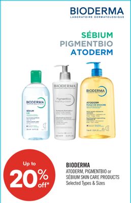 BIODERMA ATODERM, PIGMENTBIO or SÉBIUM SKIN CARE PRODUCTS