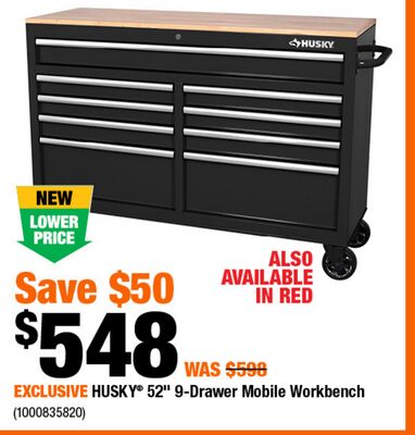 Husky 52" 9-drawer mobile workbench