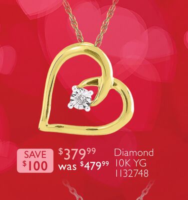 10KT Yellow Gold Diamond Heart Pendant