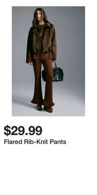 Flared Rib-Knit Pants