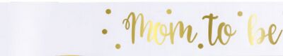 Mom to Be" Satin Wearble Sash, White/Gold, One Size, for Baby Shower