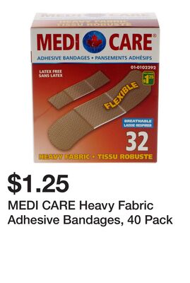 MEDI CARE Heavy Fabric Adhesive Bandages, 40 Pack