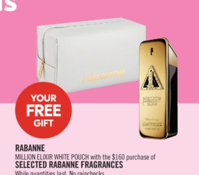 RABANNE MILLION ELIXIR WHITE POUCH with the $160 purchase of SELECTED RABANNE FRAGRANCES