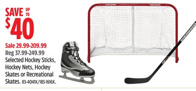 Sherwood Selected Hockey Sticks, Hockey Nets, Hockey Skates or Recreational Skates