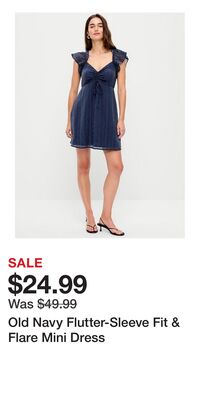 Old Navy Flutter-Sleeve Fit & Flare Mini Dress