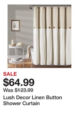 Lush Decor Linen Button Shower Curtain