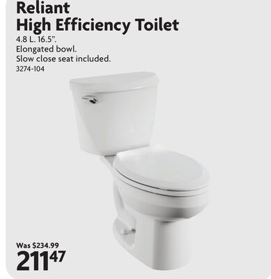 Reliant High Efficiency Toilet