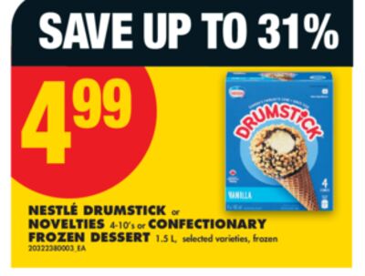 NESTLÉ DRUMSTICK or NOVELTIES, 4-10' s or CONFECTIONARY FROZEN DESSERT, 1.5 L