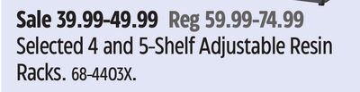 Mastercraft Selected 4 and 5-Shelf Adjustable Resin Racks