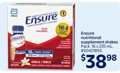 ensure nutritional supplement shakes