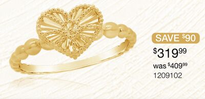 10K Yellow Gold Heart Ring