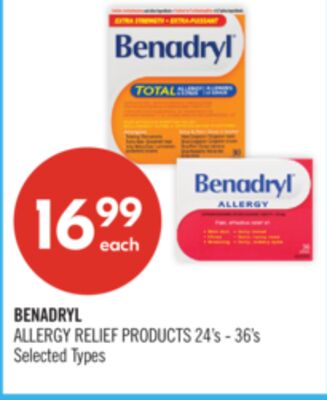 BENADRYL ALLERGY RELIEF PRODUCTS 24's - 36's