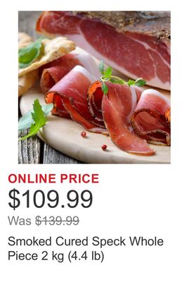 Smoked Cured Speck Whole Piece 2 kg (4.4 lb)