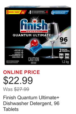 Finish Quantum Ultimate+ Dishwasher Detergent, 96 Tablets