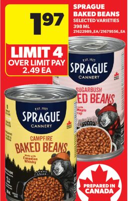 SPRAGUE BAKED BEANS, 398 ML