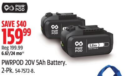 PWRPOD 20V 5Ah Battery. 2-Pk.
