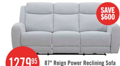 Reign 87" Fabric Power Reclining Sofa with USB Ports - Bronco Stone Grey