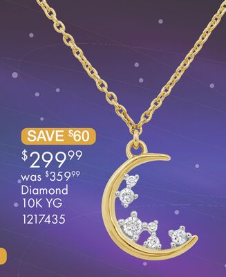 Radiant Universe Diamond Moon Pendant in 10K Yellow Gold