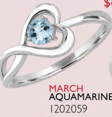 Sterling Silver Aquamarine Infinity Heart Ring