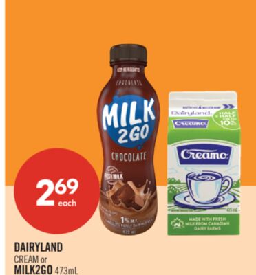 DAIRYLAND CREAM or MILK2GO 473mL