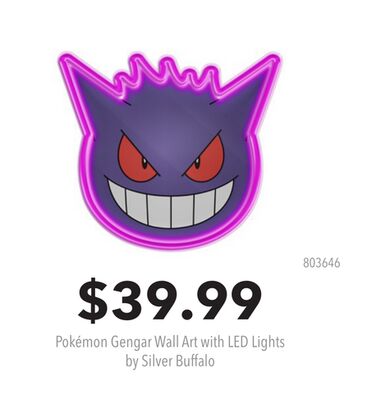 Pokémon Gengar Wall Art with LED Lights by Silver Buffalo