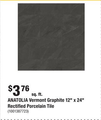 ANATOLIA Vermont Graphite 12" x 24" Rectified Porcelain Tile