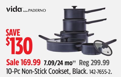 Vida by PADERNO 10-Pc Non-Stick Cookset, Black