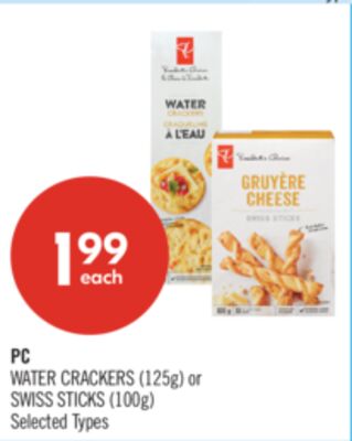 PC WATER CRACKERS (125g) or SWISS STICKS (100g)