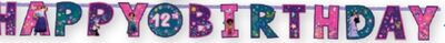Disney Encanto "Happy Birthday" DIY Customizable Hanging Garland Banner Decoration, Purple/Pink, 10.5-ft, for Birthday Party