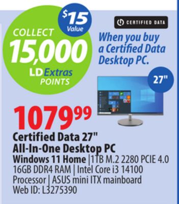 Certified Data 27" All-In-One Desktop PC
