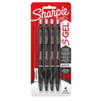 Sharpie S-Gel Pen, 0.7mm, Black, 4 pk