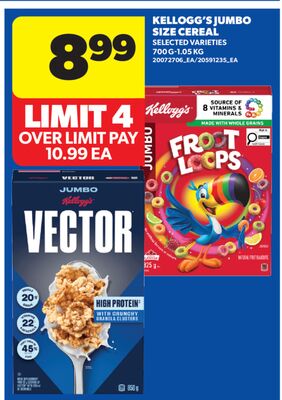 KELLOGG'S JUMBO SIZE CEREAL, 700 G - 1.05 KG