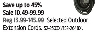Selected Outdoor Extension Cords.