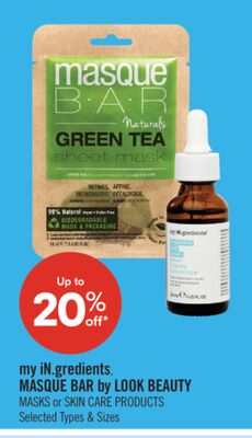 my iN.gredients, MASQUE BAR by LOOK BEAUTY MASKS or SKIN CARE PRODUCTS