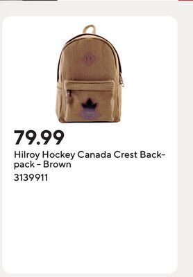 Hilroy Hockey Canada Crest Backpack - Brown