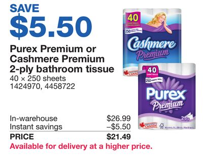 Purex Premium or Cashmere Premium 2-ply bathroom tissue