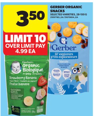 GERBER ORGANIC SNACKS, 28-150 G
