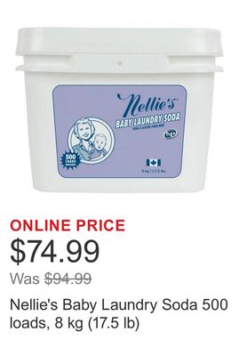 Nellie's Baby Laundry Soda 500 loads, 8 kg (17.5 lb)