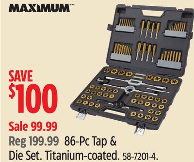 MAXIMUM 86-Pc Tap & Die Set