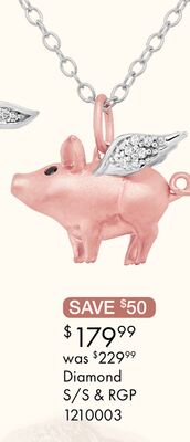 Sterling Silver Diamond 'When Pigs Fly' Pendant